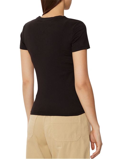 T-shirt donna nera in cotone Tommy Jeans | DW0DW20459BDS